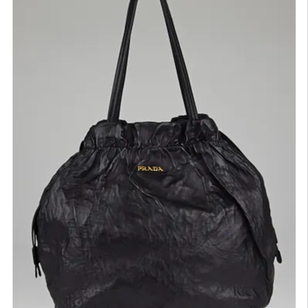 PRADA Black Nappa Antique Leather large Tote Bag 2009 AUTHENTIC EXCELLENT